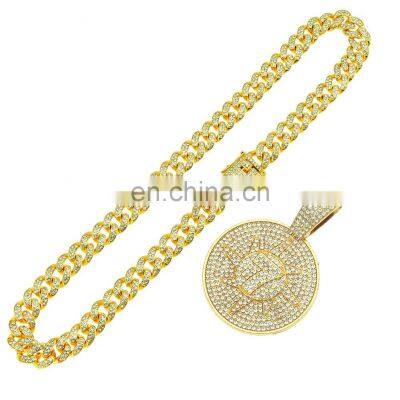 Hiphop Round Shape Pendant Charms 14k Gold Plated Tennis Chain Photo Pendant