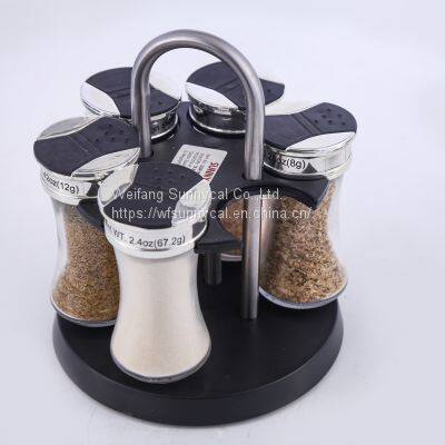 6 Jars Rotating Rack Set Spice Organizer Rack Kitchen Cabinet Spice Rack photo-4