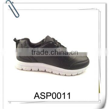 low heel black women running Pu shoes sports casual shoes