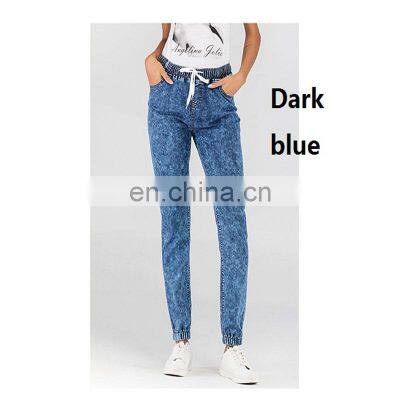 na0806 Explosion style denim trousers lace-up lantern jeans women