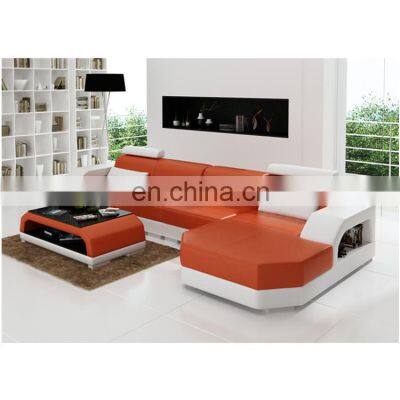 2021 Popular Design Sectional Sofa Bed  Modern LED Living Room Furniture Genuine Leather Sofas Sets