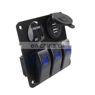 Multifunctional modified rocker switch room car and yacht dual USB voltmeter 12V power socket overload protector