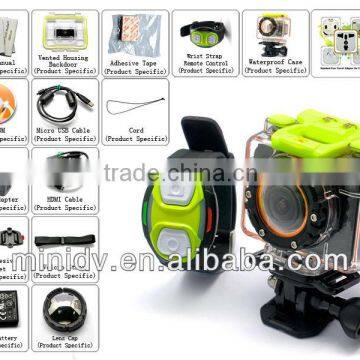 WiFi Live Video Feed To Phone Full HD 1080P Action Camera 30 Meters Waterproof with Unique Wrist Strap Remote Control Design