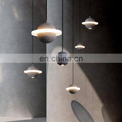 Nordic terrazzo planet small creative Star satellite restaurant bar bedroom bedside cement modern pendant light