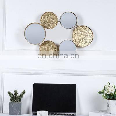 Creative Design Luxury Modern Home Wall Decor Round Mirror Comb Art Gold Metal Wall Decoration