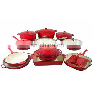 China Kitchen Ware 24Cm Enamel Non Stick Cooking Pot Frying Pan Cast Iron Cookware Set