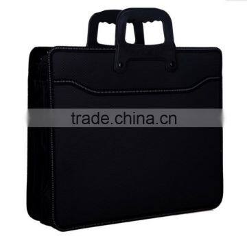 Leather zipper briefcase with handle