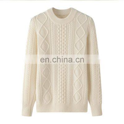 High Quality 100% Cashmere Sweater Women Thick Warm Knitted O-Neck Factory Direct Sale Casual Style Solid Pattern Front Winter