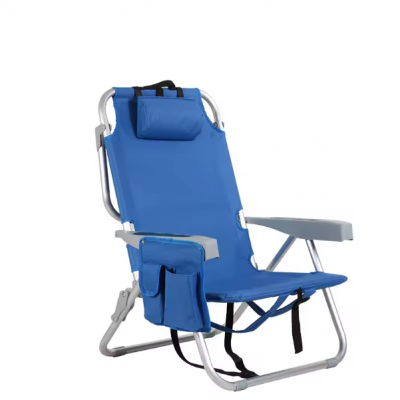 Folding Backpack Aluminum Beach Chair Custom Logo Printed Outdoor Comfortable Lounge Chairs