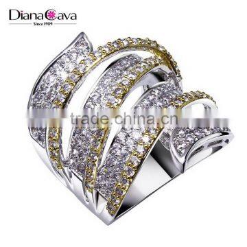 Exclusive New Unique Design Cubic Zircon Wedding Party Contrast Jewelry Ring