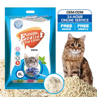 OEM ODM Bulk 6l Lavender Peach Scented Premium Natural Plant Tofu Cat Litter Clumping Dust Free Flushable Tofu Cat Litter Sand