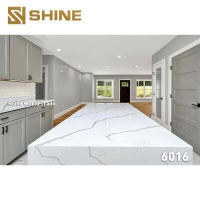 Engineered Calacatta White Color Quartz Stone Artificial Calacatta Quartz Stone Slab for Kitchen Countertop photo-4