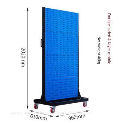 Stahl-vertikaler doppelseitiger Nagelbrett-Organisatorwagen mit Kunststoffteilebehältern für die Lagerung in Kraftfahrzeugreparaturwerken - China-Fabrik-Wholesale photo-2