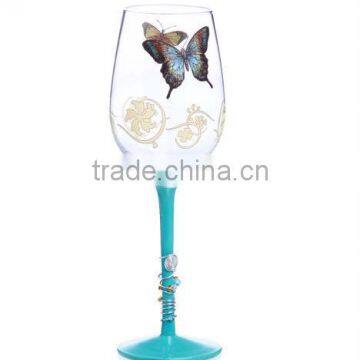 CE/EU/FDA/SGS/LFGB HIGH QUALITY BLACK AND WHITE WINE GLASS ,HAND PAINTED WINE GLASS