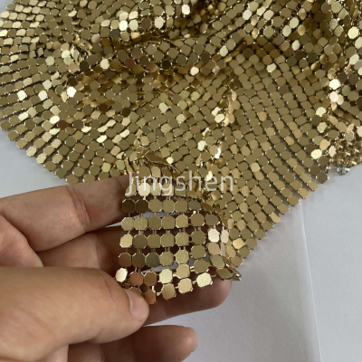 Trendy Metallic Sequined Bubblegum Pink Metallic Mesh Fabric, Suitable for Chainmail Dresses and Bags.