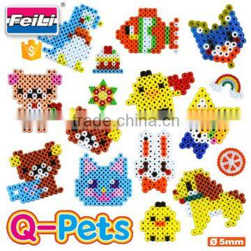 hot new creative toys for kids Q-pets plastic perler beads 5mm ironing beads