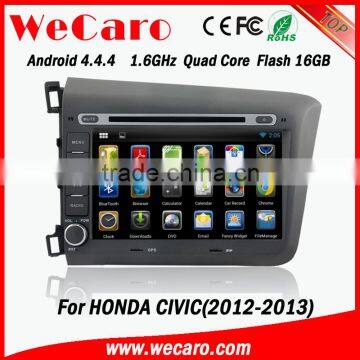 Wecaro android 4.4.4 car gps navigation system China Factory 8" for honda civic car dvd player mirror link 2012 2013