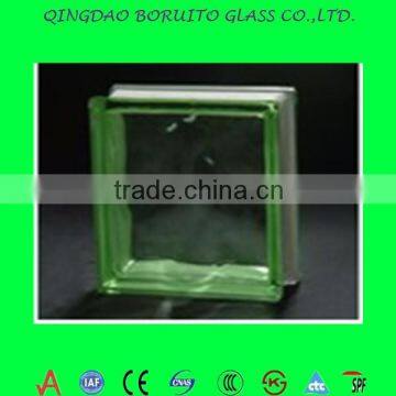 Factory direct sale green side-coloured cloudy bricks glass,glass block