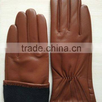 Ladies Red Brown Hotsale Thin Leather Hand Gloves photo-2