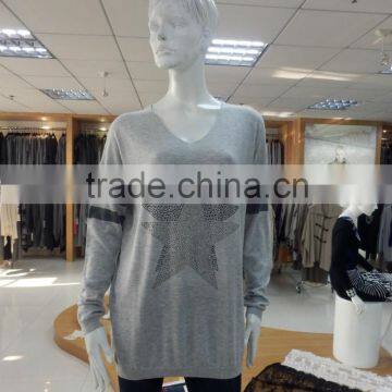Women Crew Neck Long Sleeve Jersey Knit Cardigan Sweater2016 Fall/winter Viscose/nylon/wool photo-4