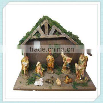 handmade wooden stable nativity set for christmas decor