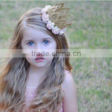 Hot-sales Kids Large Crown Headband Colorful Crown Flower Headband Wh-1795 photo-4