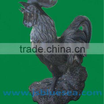 black natural marble carved garden cock statue