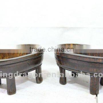 Chinese antique furniture pine Shanxi wooden basin with three legs