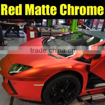 New Styling 1.52x20m Auto Sticker Vinyl Decal Rolls Matte Chrome Red/red Vinyl Film