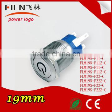 FLM19SS-F11Z-C Stainless Steel 19mm led lamp 110v DC push button doorbell with power logo