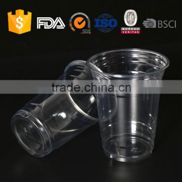 16oz PET Material Disposable Plastic juice cup with lid