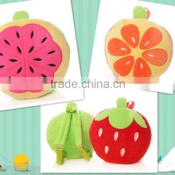 cute fruits shape plush baby bag/stuffed fruits plush kids bag/custom baby plush bag