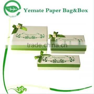 elegant eyecatching light green printed cardboard nested high quality gift box with silk bowknot