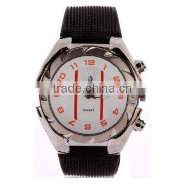 Fantastic silver color alloy case slim silicone sport watch