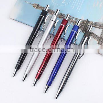 Hot selling metal push action advertising logo aluminium ballpoint pen promotional ball pen