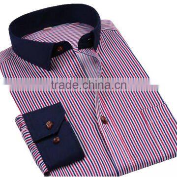 Button Cuff Collar Gingham Long Sleeve Men Woven Shirt,2015 Latest Design Mens Long Sleeve Plaids Shirt Pink 40 Cotton Shirt photo-2