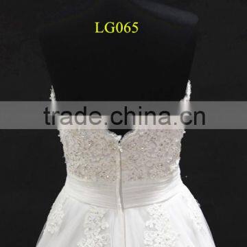 New Beading Lace Appliques Tulle Drapping Belt With Beading Trim Sweetheart Wedding Dress photo-6