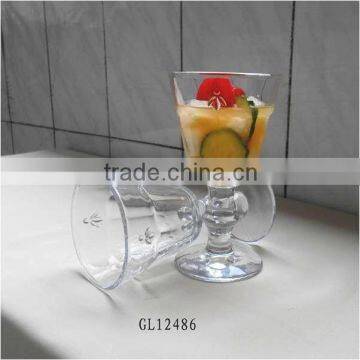 lead free crystal clear engraved heavy stem water goblet