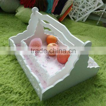 Decorative Hanging Storage Basket Wood Carved Picnic Gift Basket