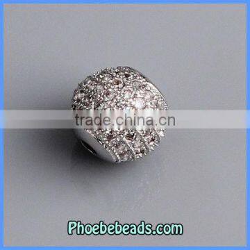 Wholesale 10MM Silver CZ Crystal Rhinestone Metal Ball Beads Top Quality Jewelry Accessories PCZ-1002