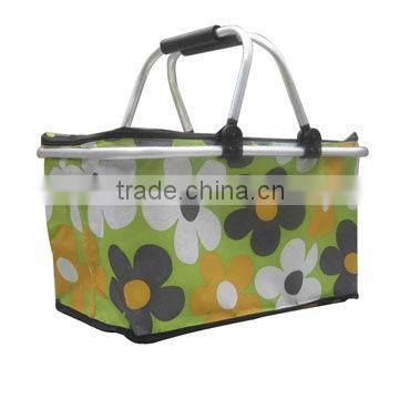 Aluminum frame fabric folding shopping basket