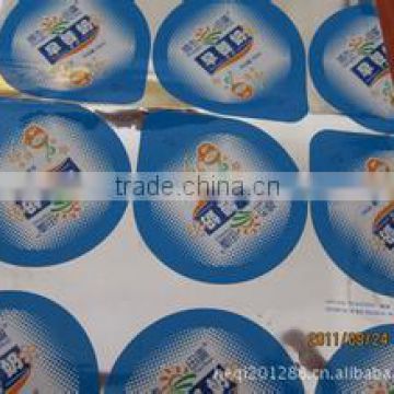 Aluminum foil lid for milk bottles with golden color printing