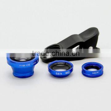 Hot Selling Universal 3 In1Mobile Phone Camera Lens Fish Eye Wide Angle Macro Fisheye Lens for Phone