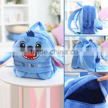 25*19cm(S)/35*28cm(L) lovely customzied blue Stitch plush animal cartoon backpack for children