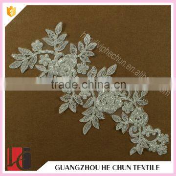 HC-2116-1 Hechun Accept Custom Sew Plastic Bead Bridal Lace Applique