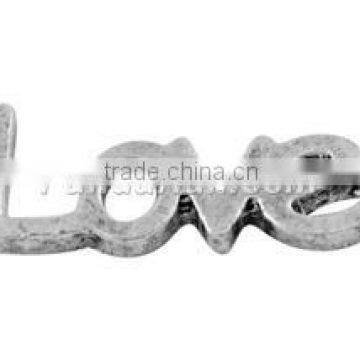 Tibetan Style Beads, Lead Free and Nickel Free, Alphabet, Antique Silver, 24mm long, 7mm wide, 2mm thick, hole:1.5mm (EBB022Y-NF