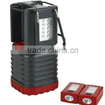 LED camping lantern with 2 detachable torch