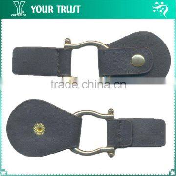Dark Brown Leather Gold Stud Snap Gold Metal Ring Coat Leather Toggle Buttons