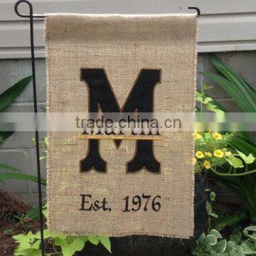 Monogrammed garden yard burlap flags blank embroidered cheap wholesale flags