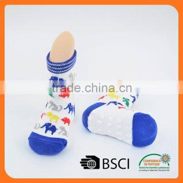 custom animal design cotton anti-slip indoor tube boy white socks